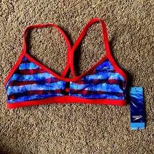 Blue/Red Speedo Endurance Lite Girls Bikini Top